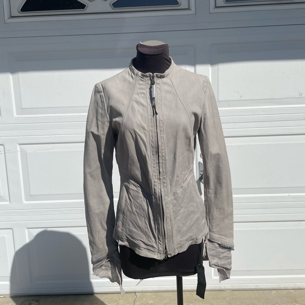 Isaac Selam Women's Light Gray Leather Jacket